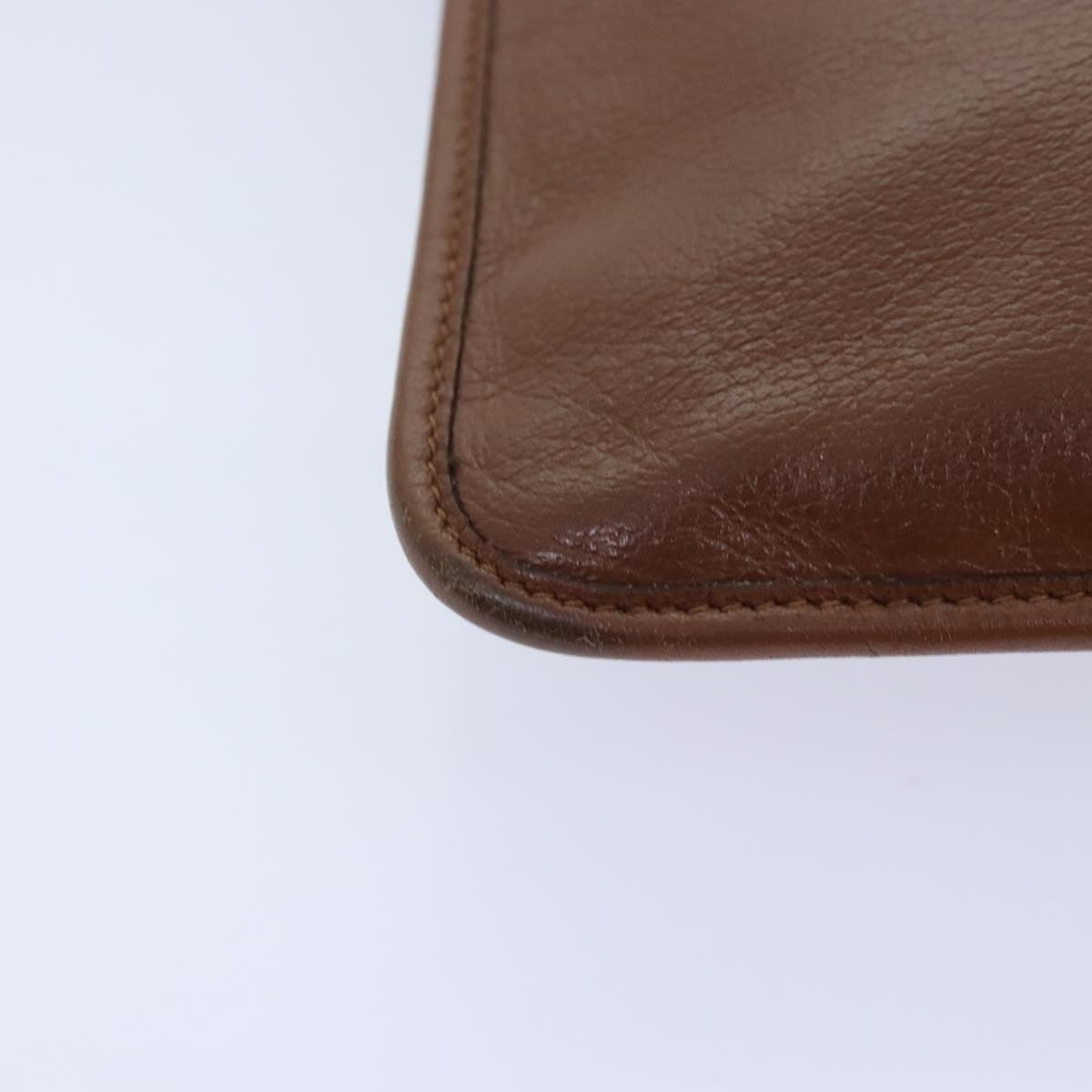 Christian Dior Chain Shoulder Bag Leather Brown Auth yk15370