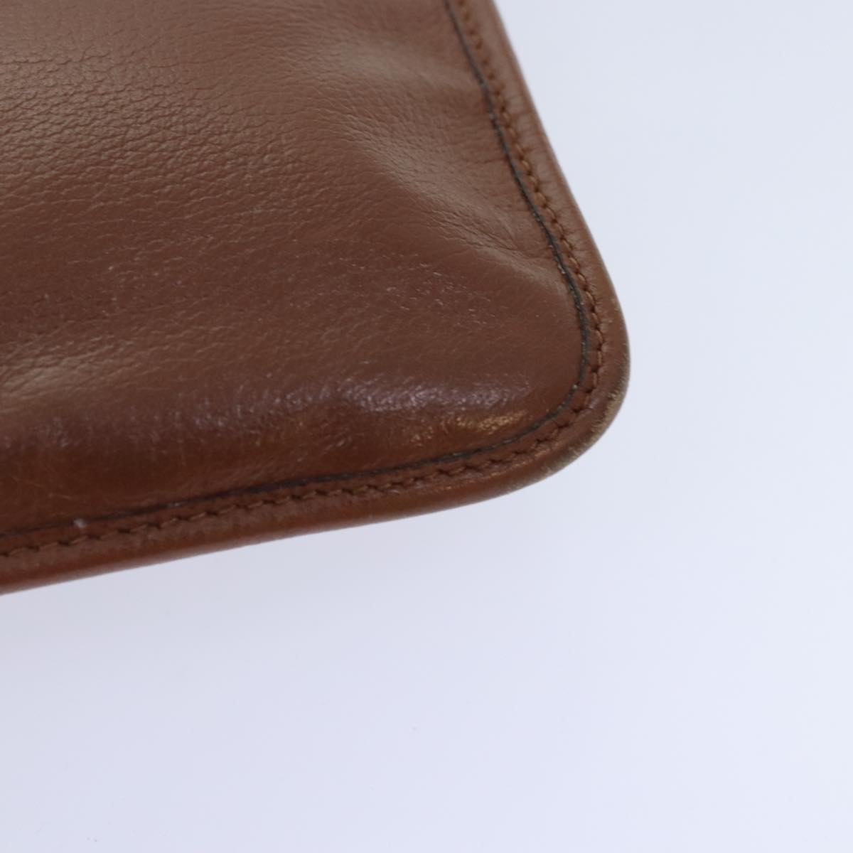 Christian Dior Chain Shoulder Bag Leather Brown Auth yk15370