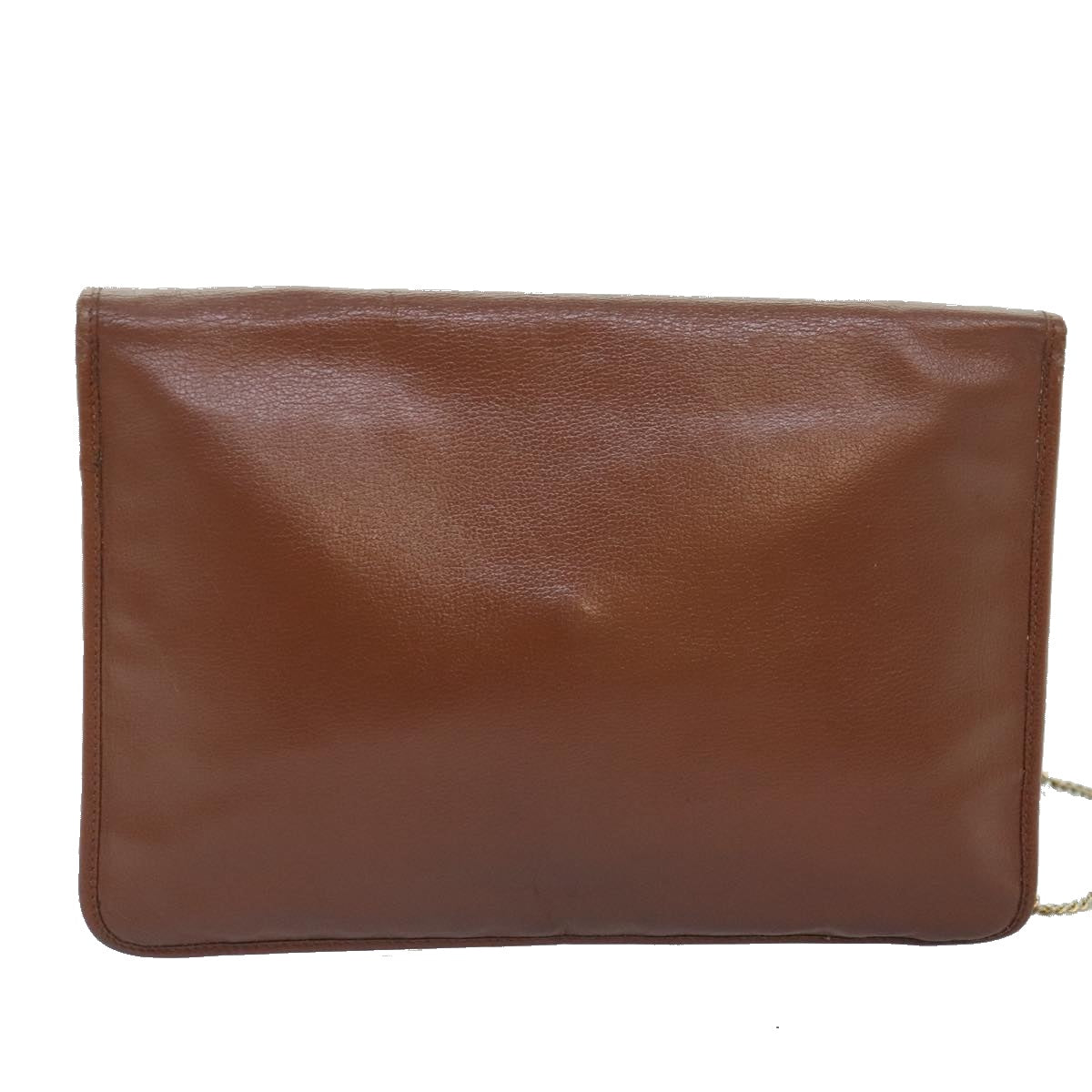 Christian Dior Chain Shoulder Bag Leather Brown Auth yk15370