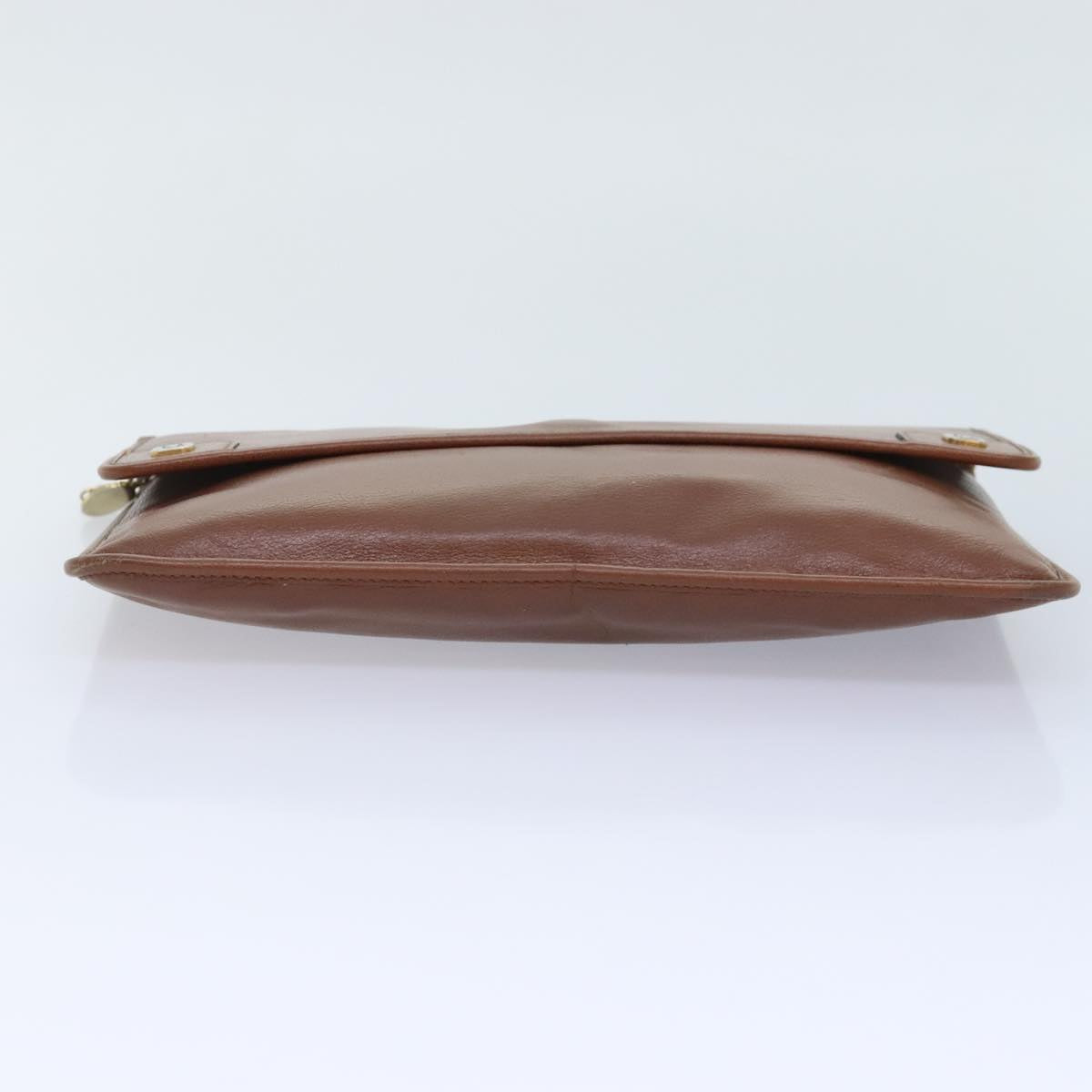 Christian Dior Chain Shoulder Bag Leather Brown Auth yk15370