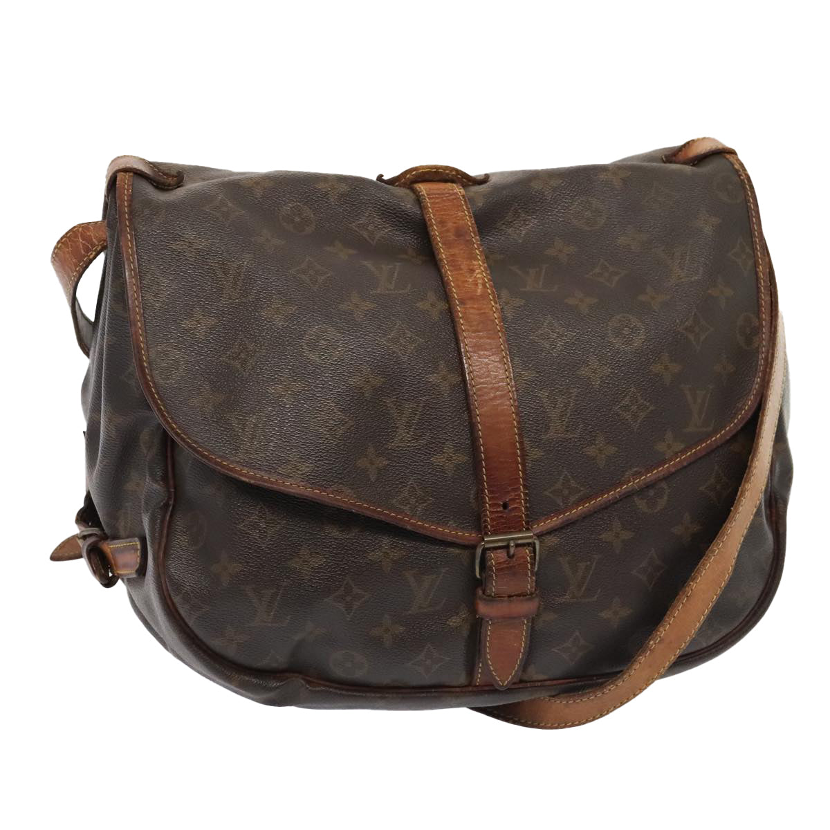 LOUIS VUITTON Monogram Saumur 35 Shoulder Bag M42254 LV Auth yk15414