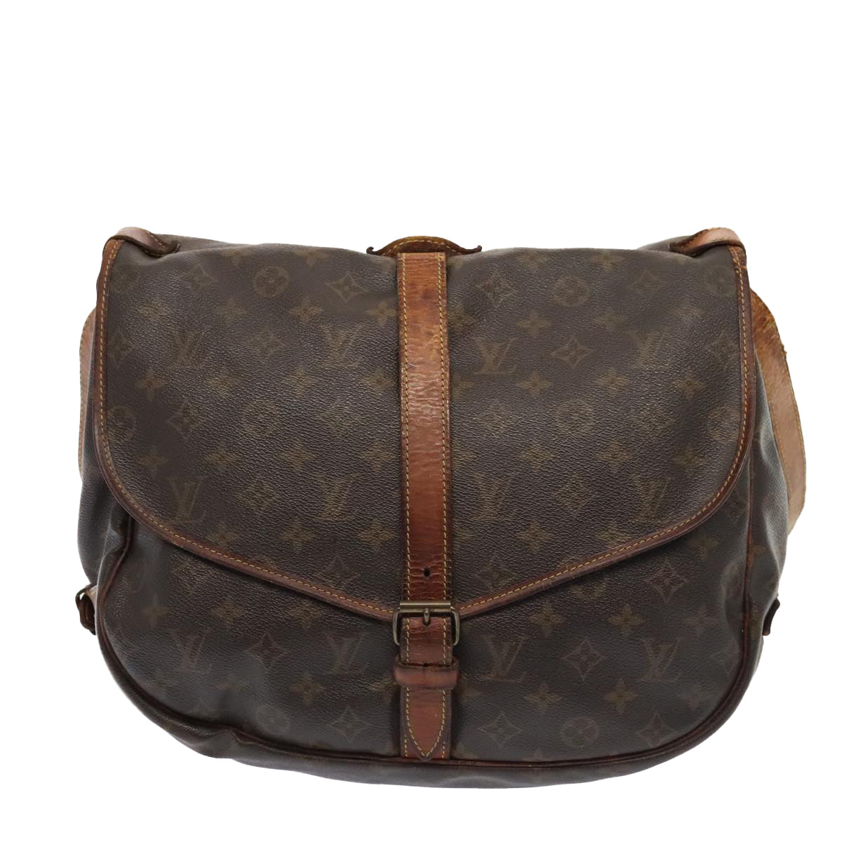 LOUIS VUITTON Monogram Saumur 35 Shoulder Bag M42254 LV Auth yk15414