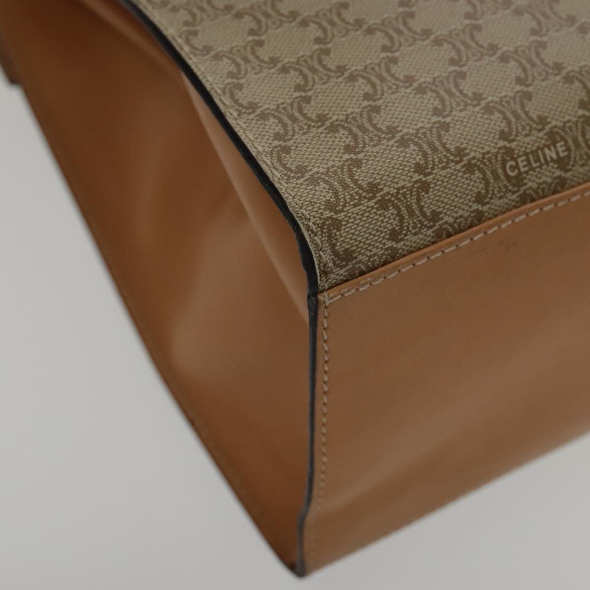 CELINE Macadam Canvas Hand Bag Coated Canvas Beige Auth yk15582V