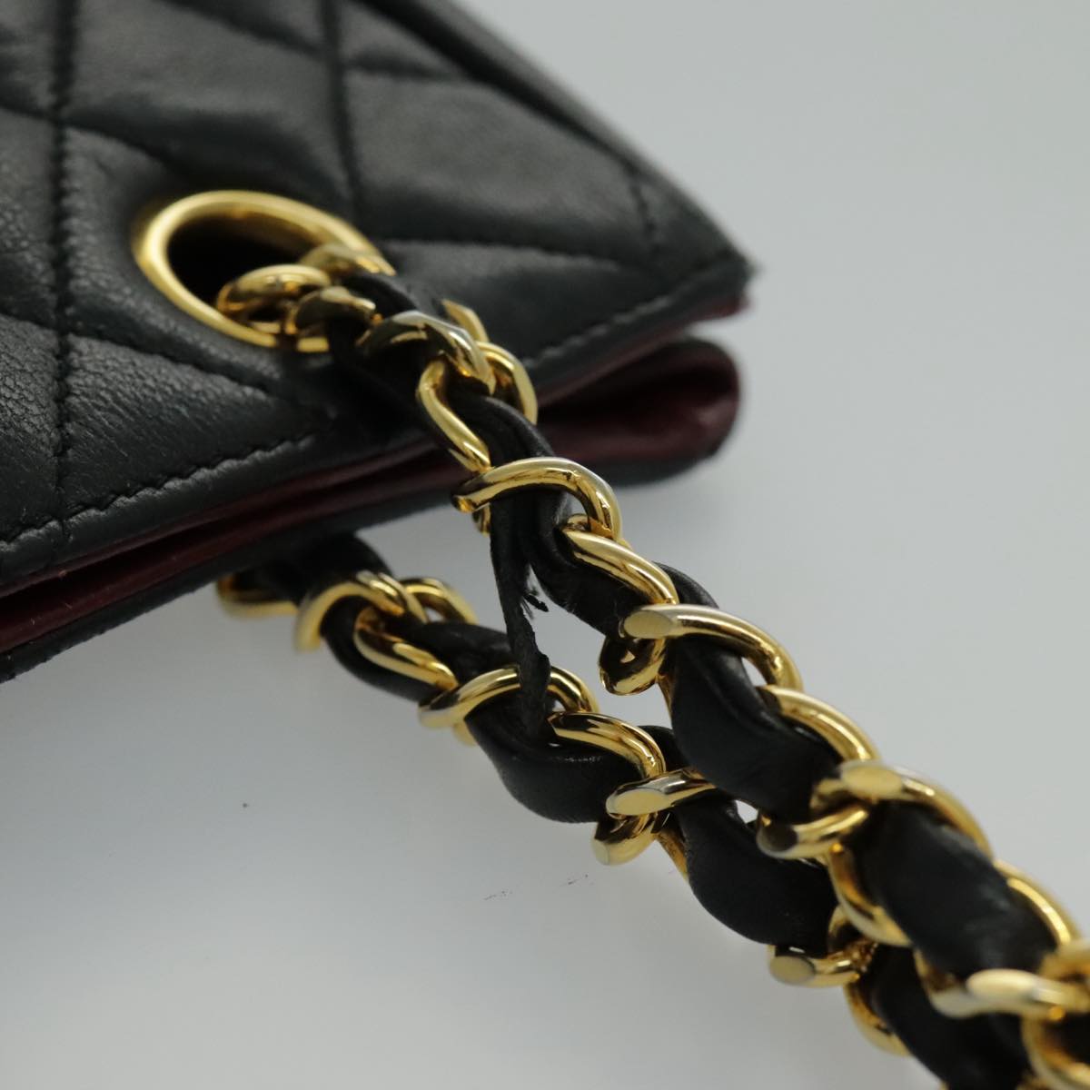 CHANEL Matelasse Chain Shoulder Bag Lamb Skin Black Gold CC Auth yk15615M