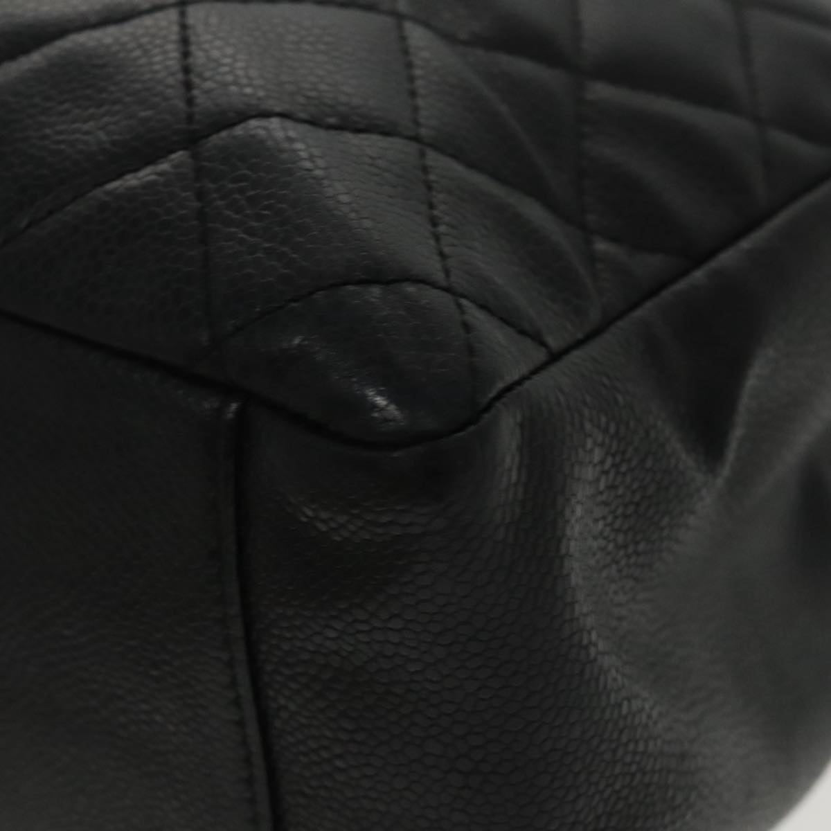 CHANEL Matelasse Chain Tote Bag Caviar Skin GST Black CC Auth yk15656M