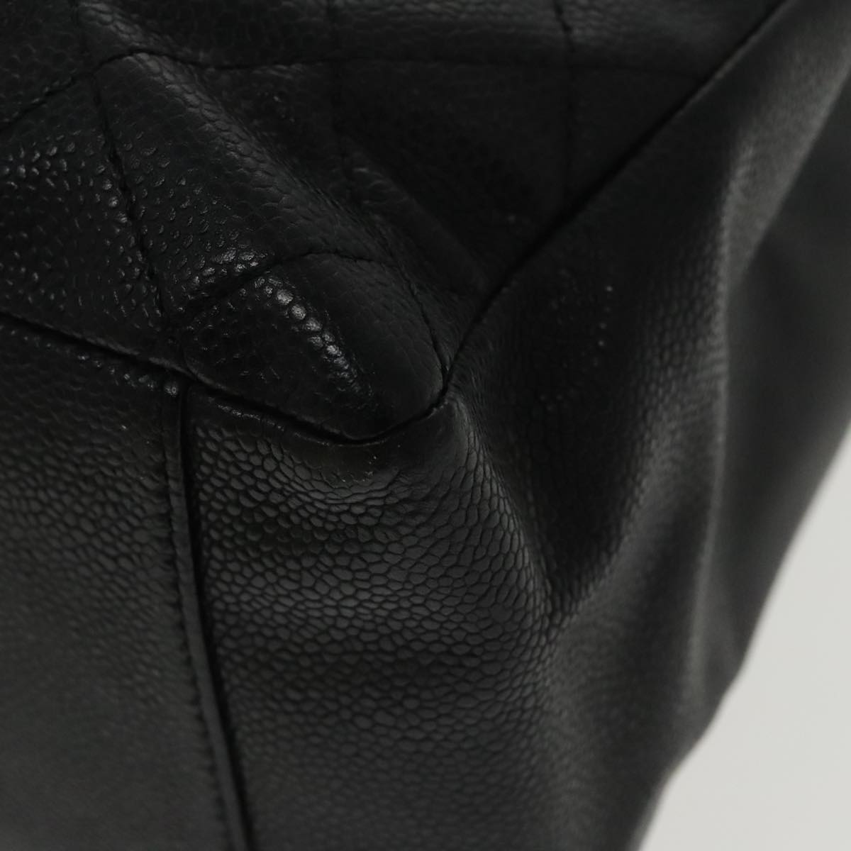 CHANEL Matelasse Chain Tote Bag Caviar Skin GST Black CC Auth yk15656M