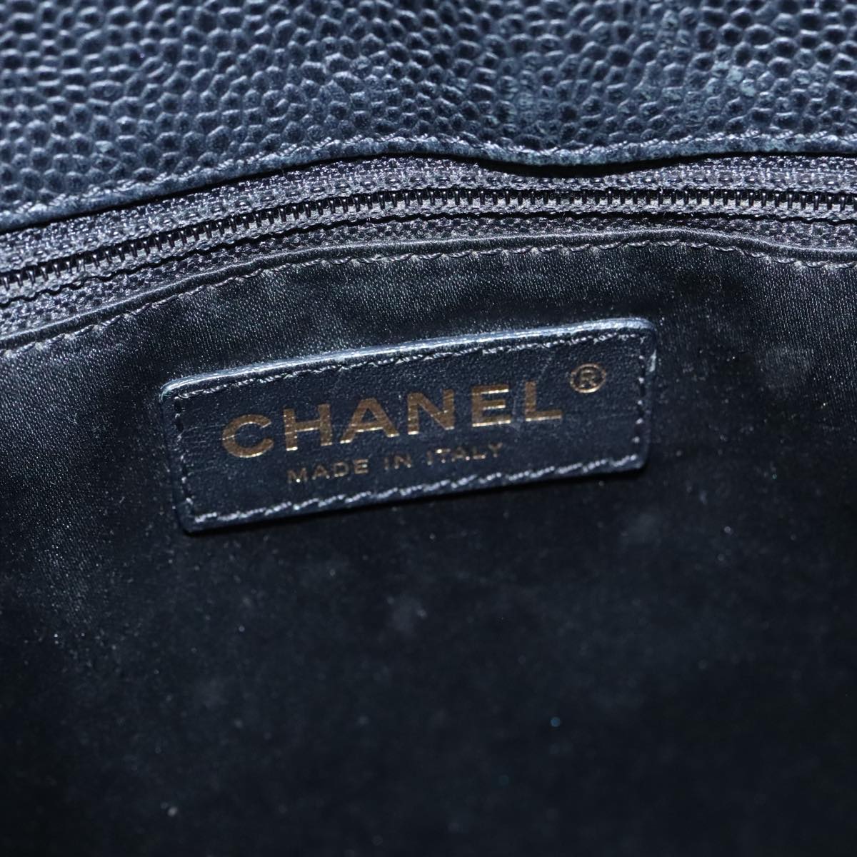 CHANEL Matelasse Chain Tote Bag Caviar Skin GST Black CC Auth yk15656M