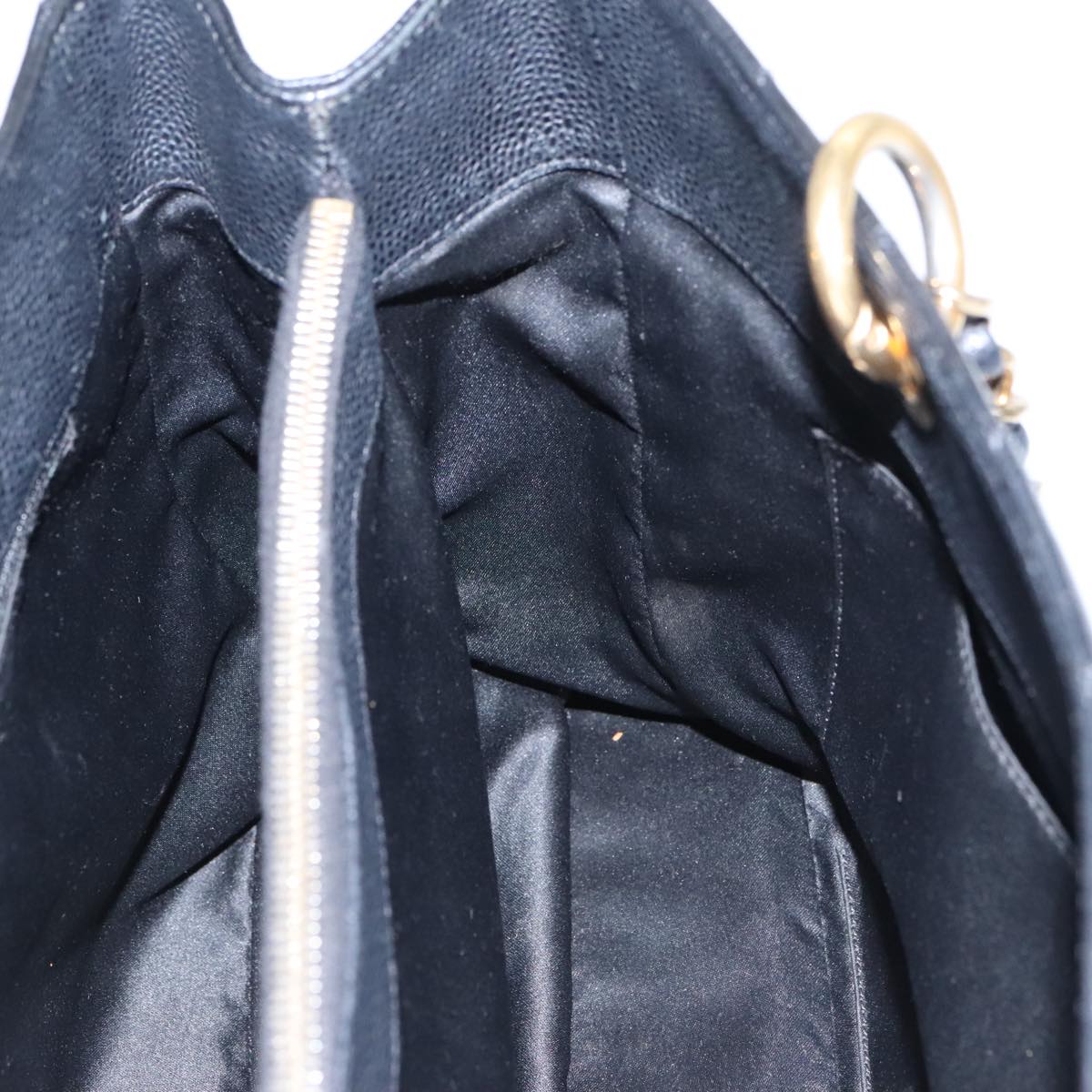 CHANEL Matelasse Chain Tote Bag Caviar Skin GST Black CC Auth yk15656M