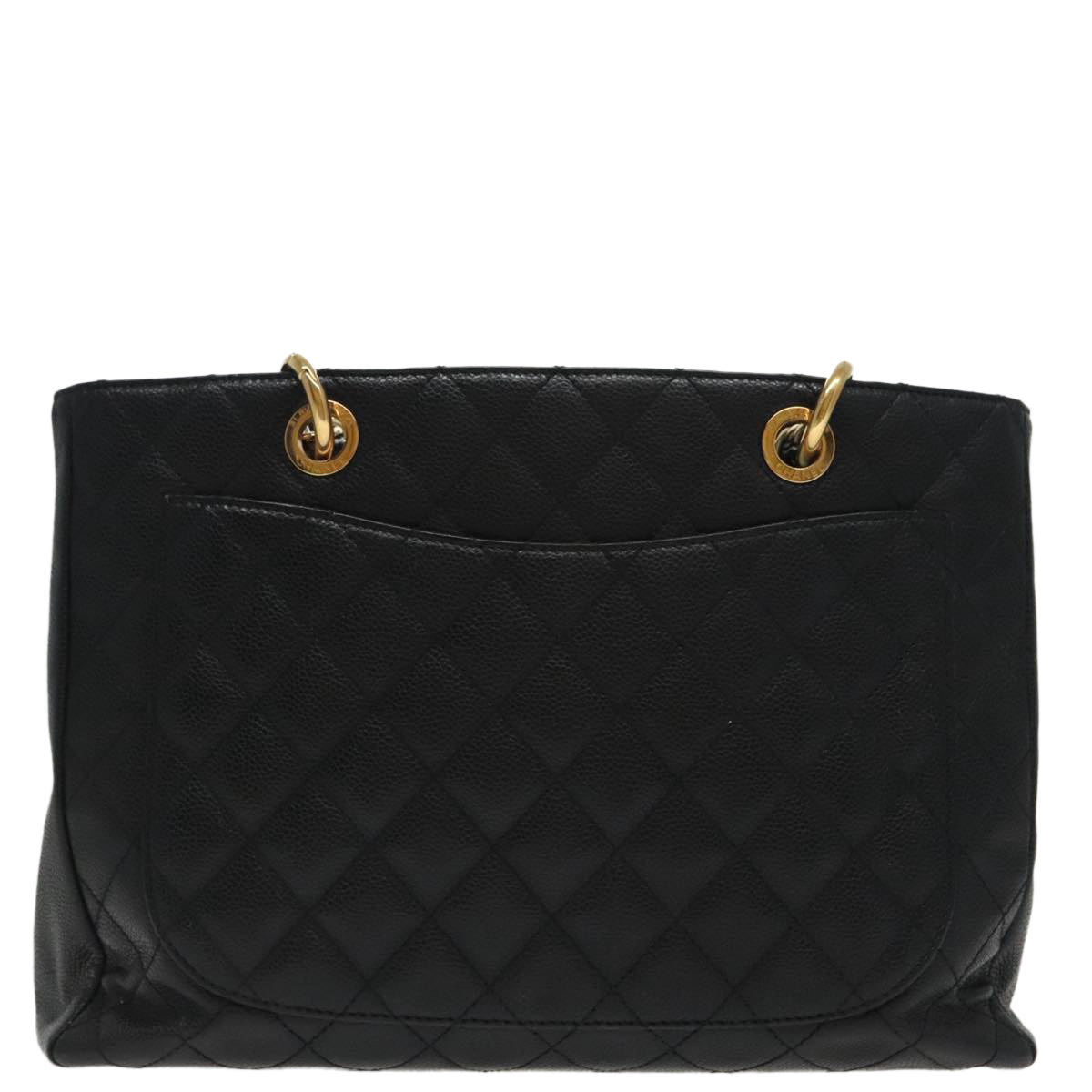 CHANEL Matelasse Chain Tote Bag Caviar Skin GST Black CC Auth yk15656M