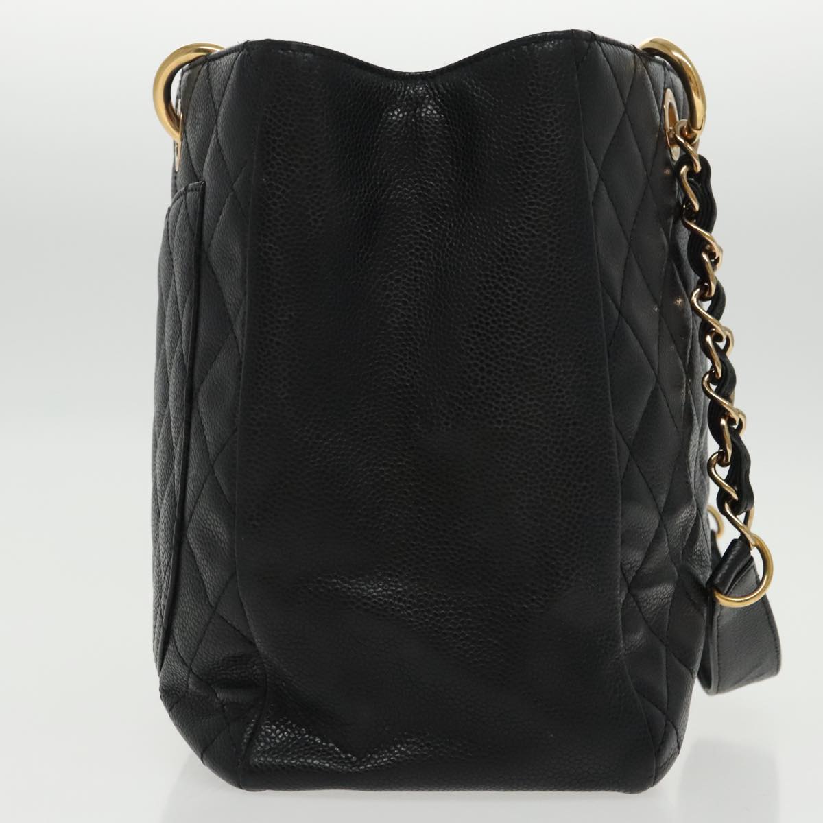 CHANEL Matelasse Chain Tote Bag Caviar Skin GST Black CC Auth yk15656M