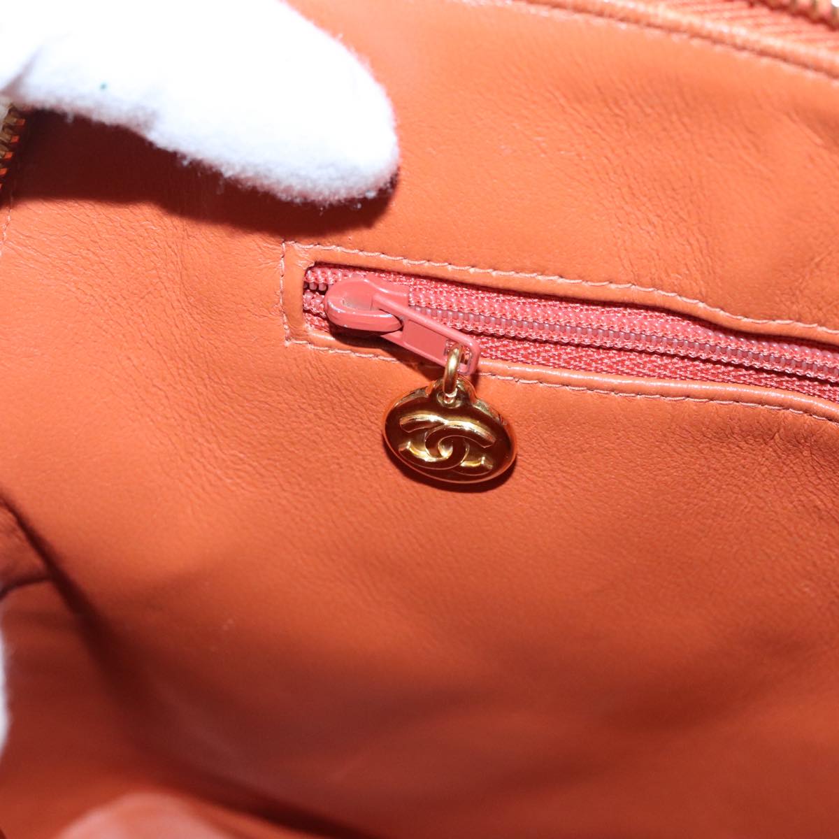 CHANEL Matelasse Chain Shoulder Bag Caviar Skin Orange Gold CC Auth yk15664V