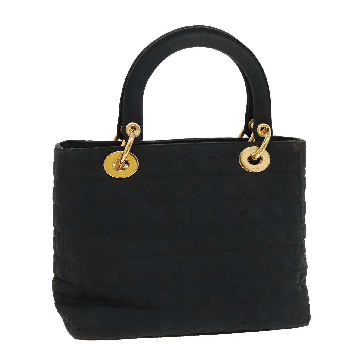 Christian Dior Canage Hand Bag Nylon Black Gold Auth yk15712