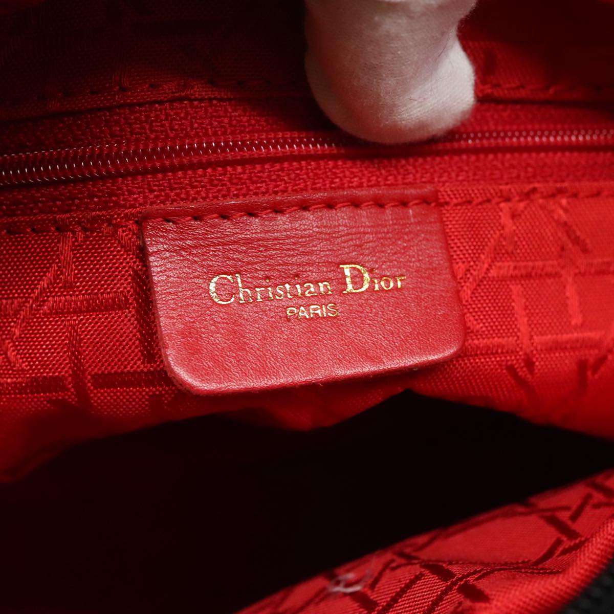 Christian Dior Canage Hand Bag Nylon Black Gold Auth yk15712