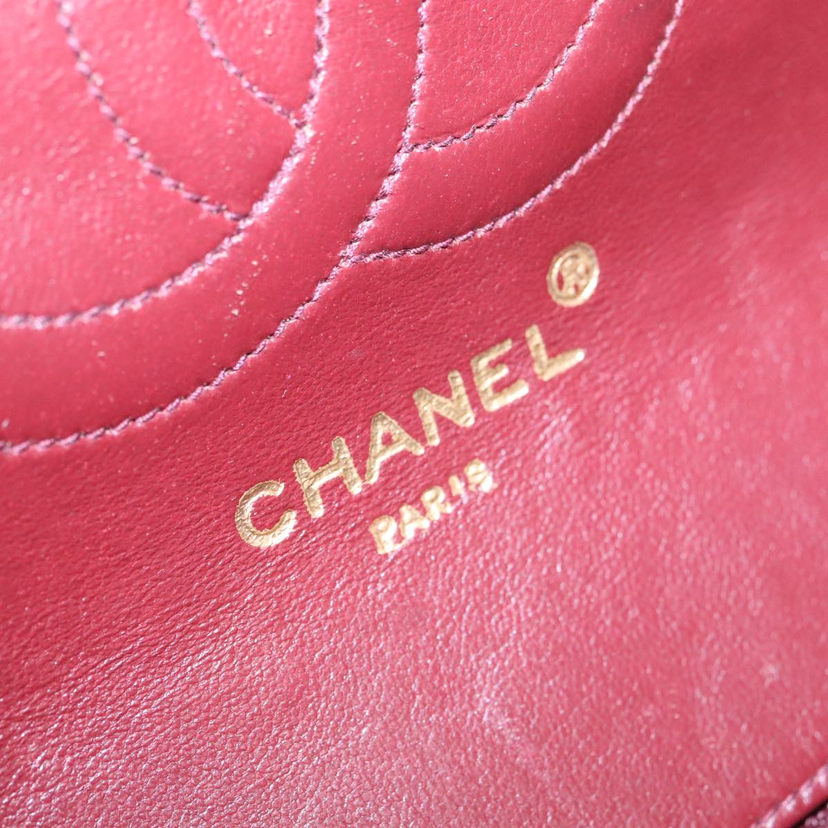 CHANEL Matelasse Turn Lock Chain Hand Bag Lamb Skin Black Gold CC Auth yk15738AV