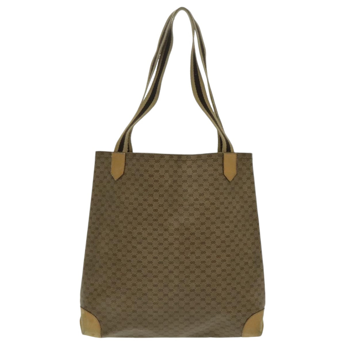 GUCCI Micro GG Canvas Tote Bag PVC Leather Beige Auth yk15747