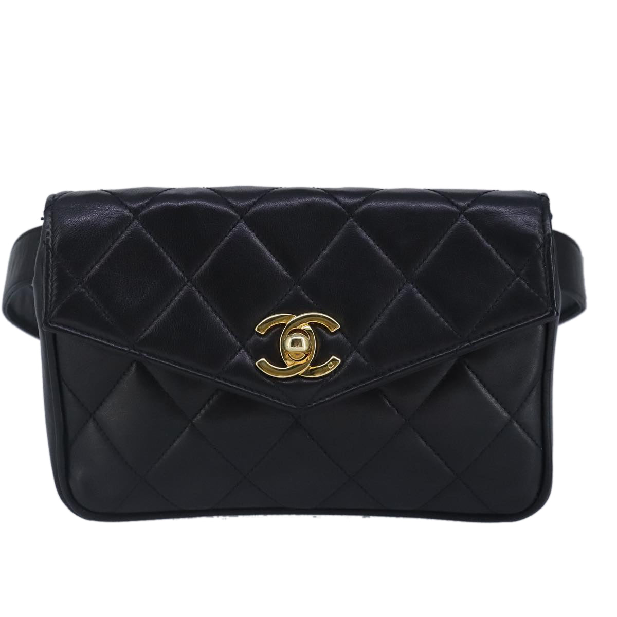 CHANEL Matelasse Waist bag Leather Black CC Auth yk15762