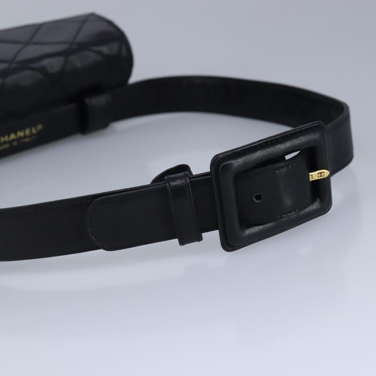CHANEL Matelasse Waist bag Leather Black CC Auth yk15762