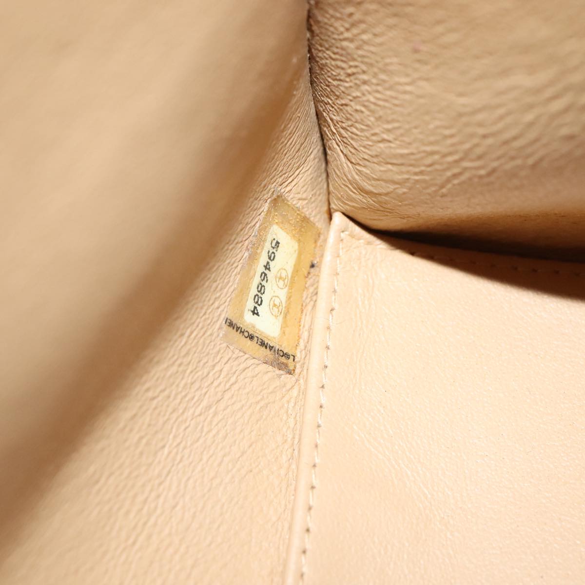 CHANEL Matelasse Chain Shoulder Bag Cotton Beige CC Auth yk15878