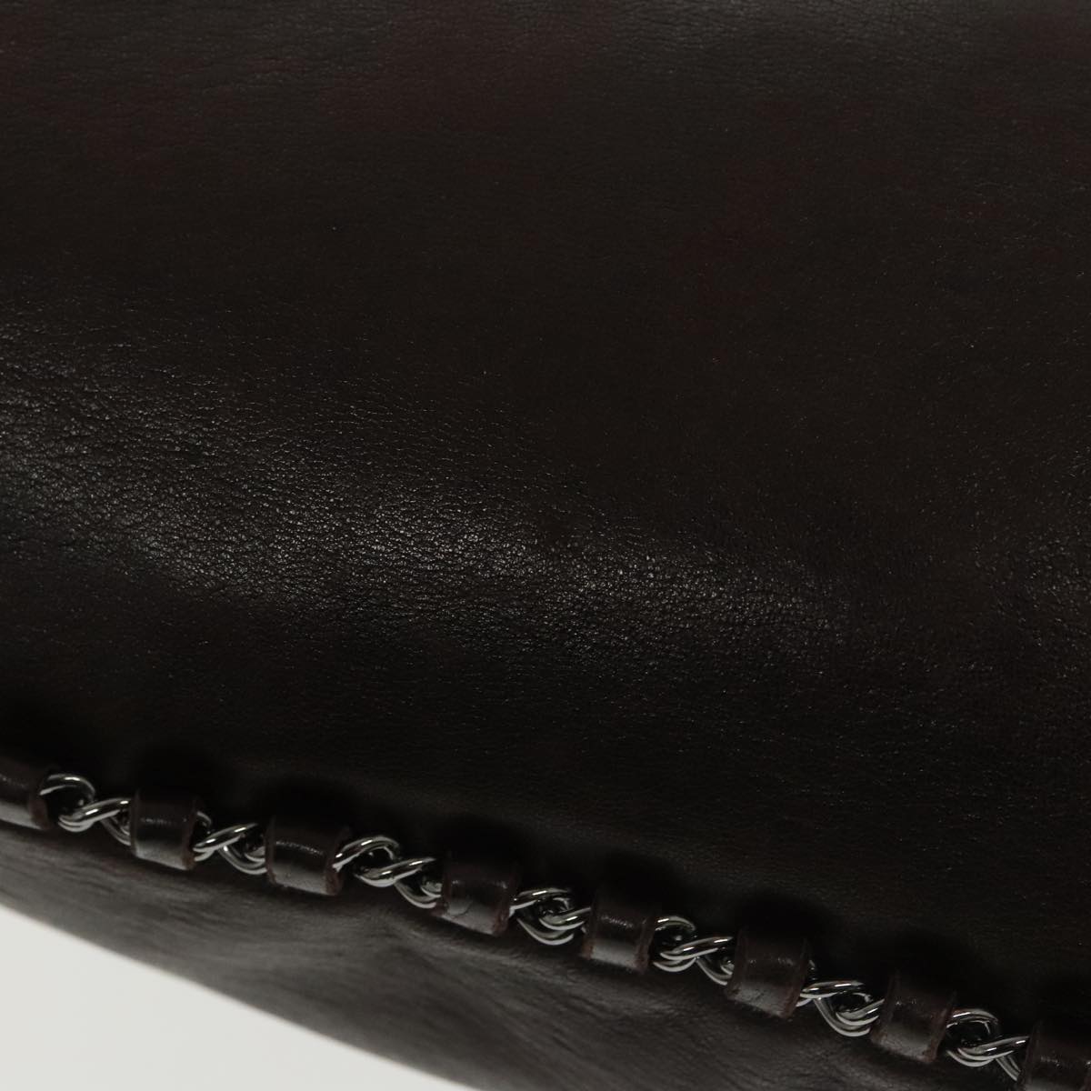 CHANEL Chain Hand Bag Lamb Skin Brown CC Auth yk15907AM