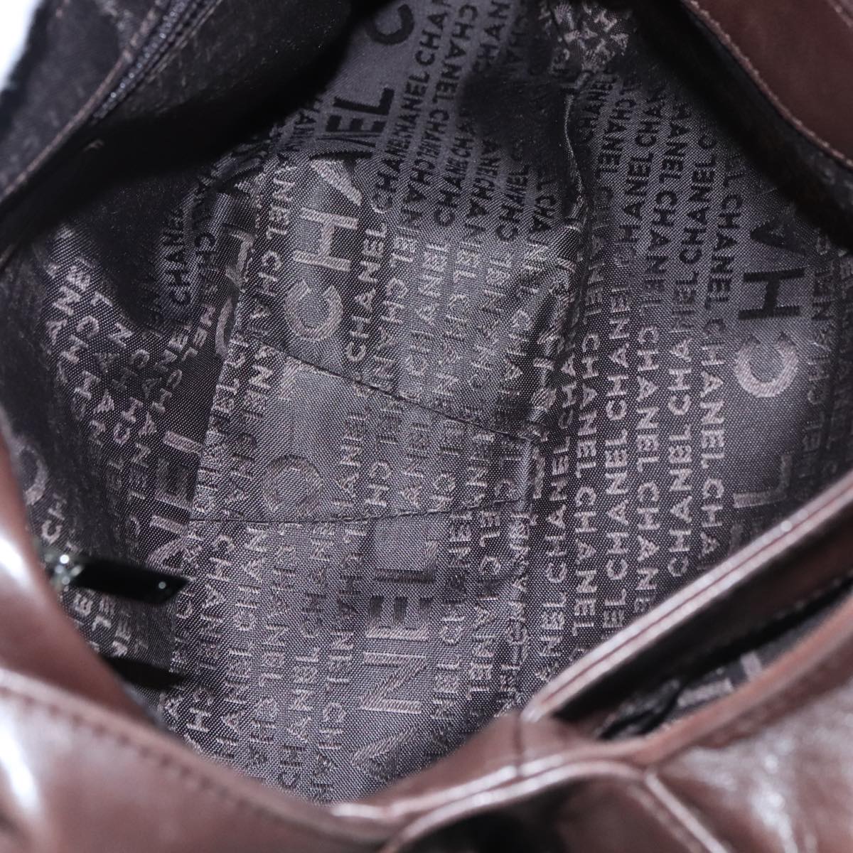 CHANEL Chain Hand Bag Lamb Skin Brown CC Auth yk15907AM