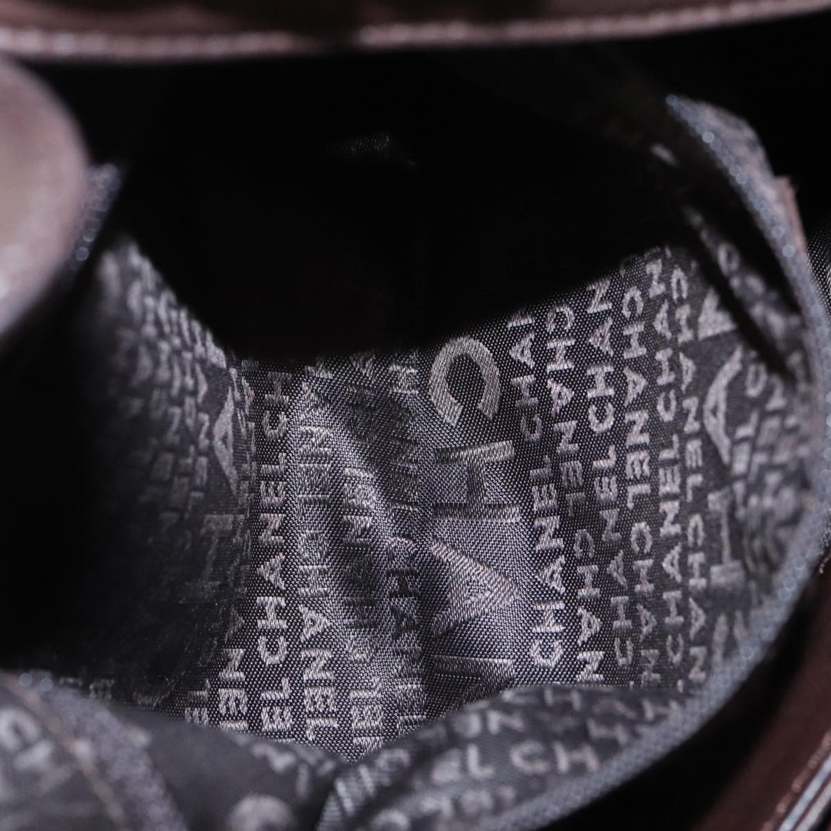 CHANEL Chain Hand Bag Lamb Skin Brown CC Auth yk15907AM