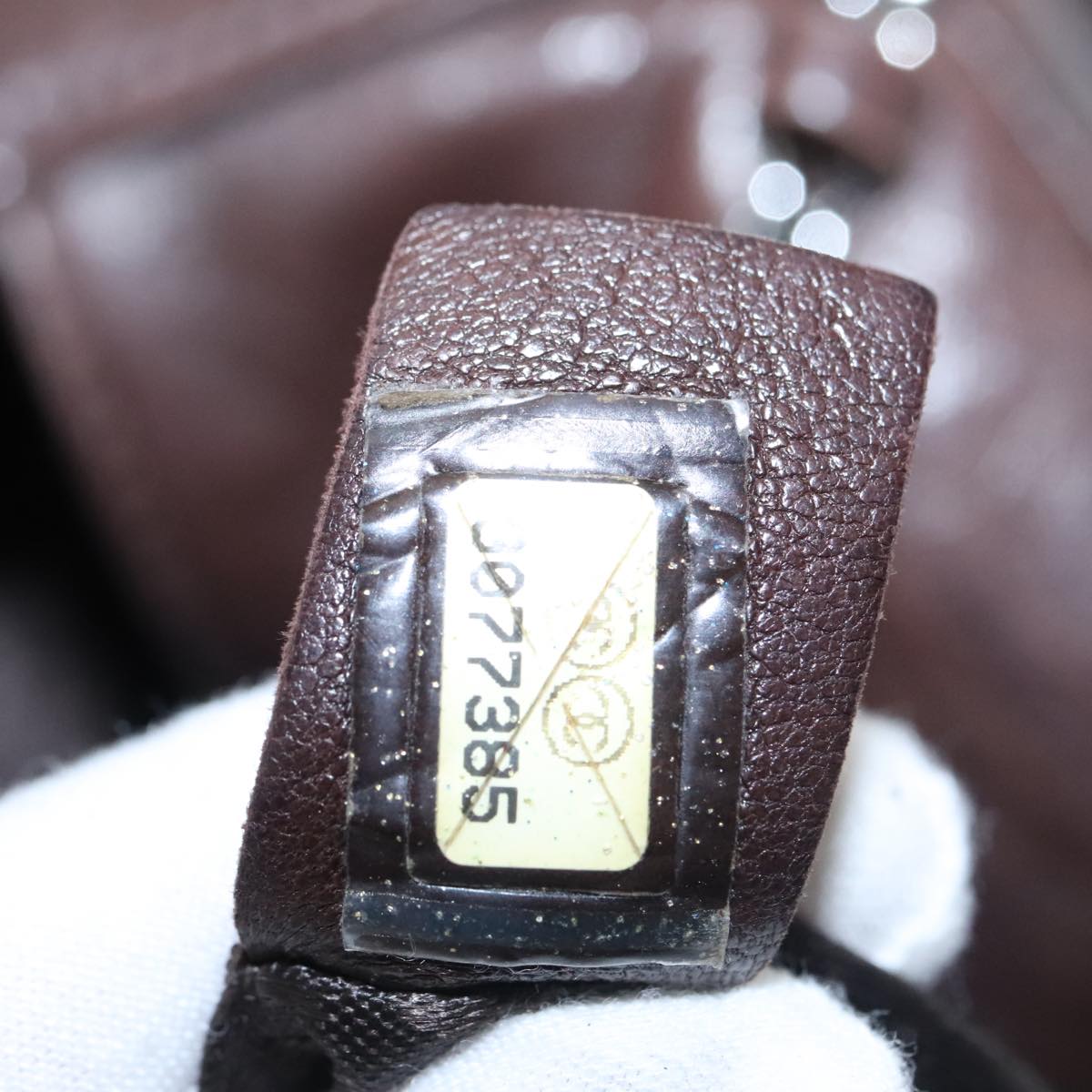 CHANEL Chain Hand Bag Lamb Skin Brown CC Auth yk15907AM