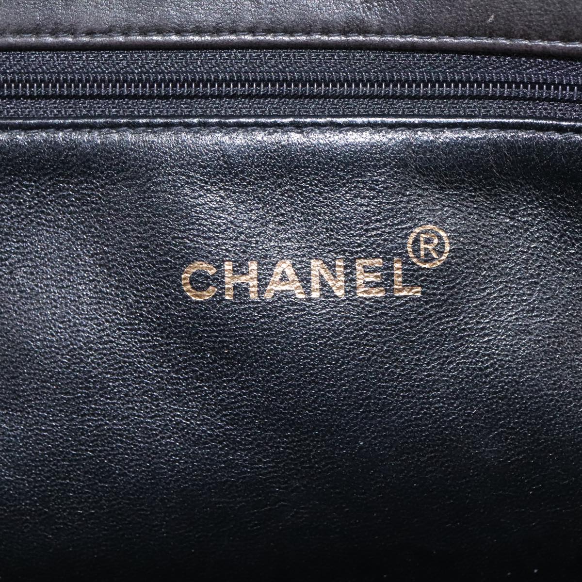 CHANEL Matelasse Chain Hand Bag Lamb Skin Black Gold CC Auth yk15908V