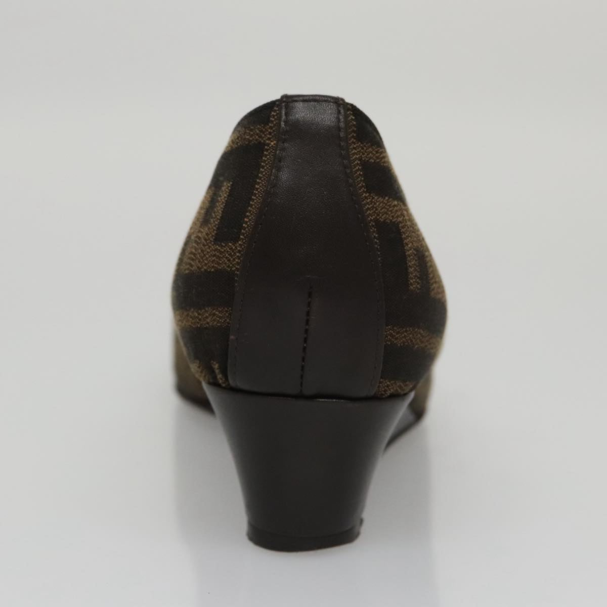FENDI Zucca Canvas Pumps 37 pumps Brown Black Gold Auth yk16020