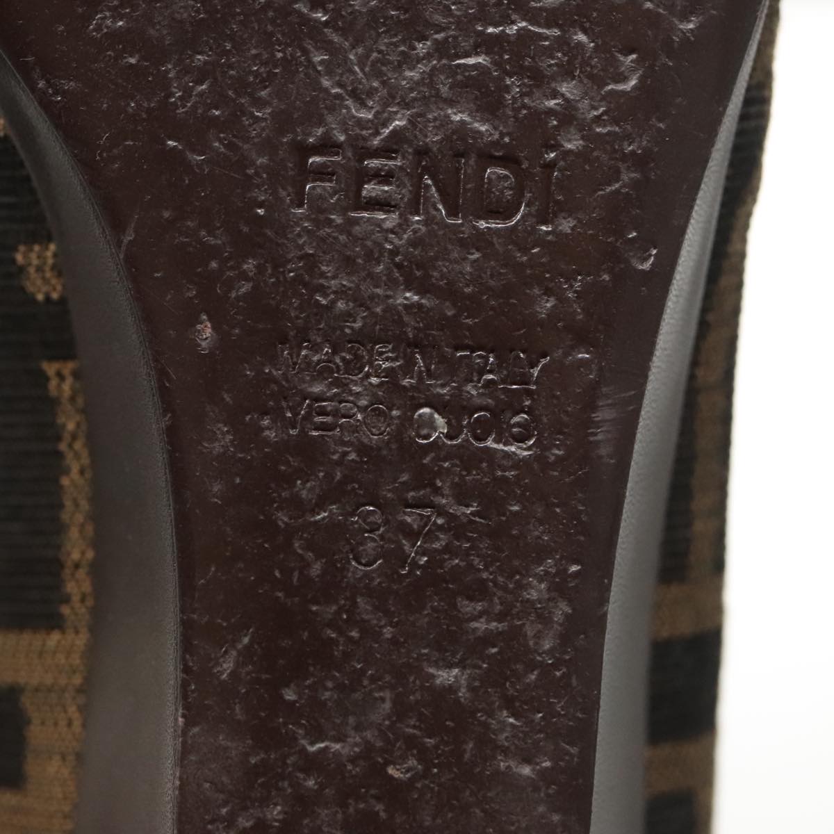 FENDI Zucca Canvas Pumps 37 pumps Brown Black Gold Auth yk16020