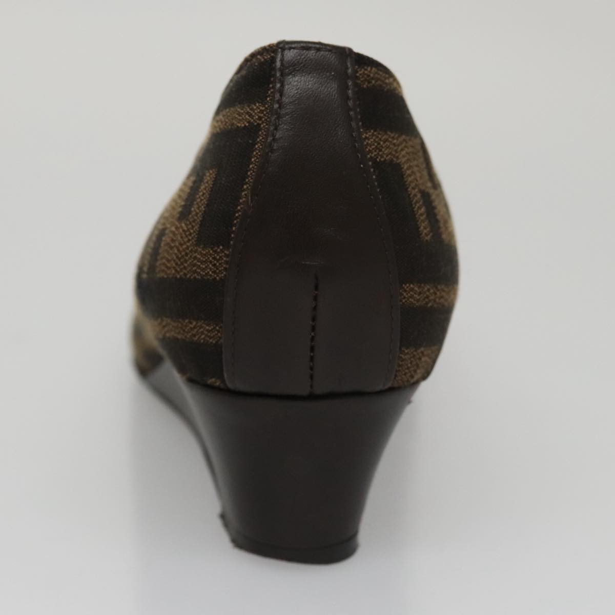 FENDI Zucca Canvas Pumps 37 pumps Brown Black Gold Auth yk16020