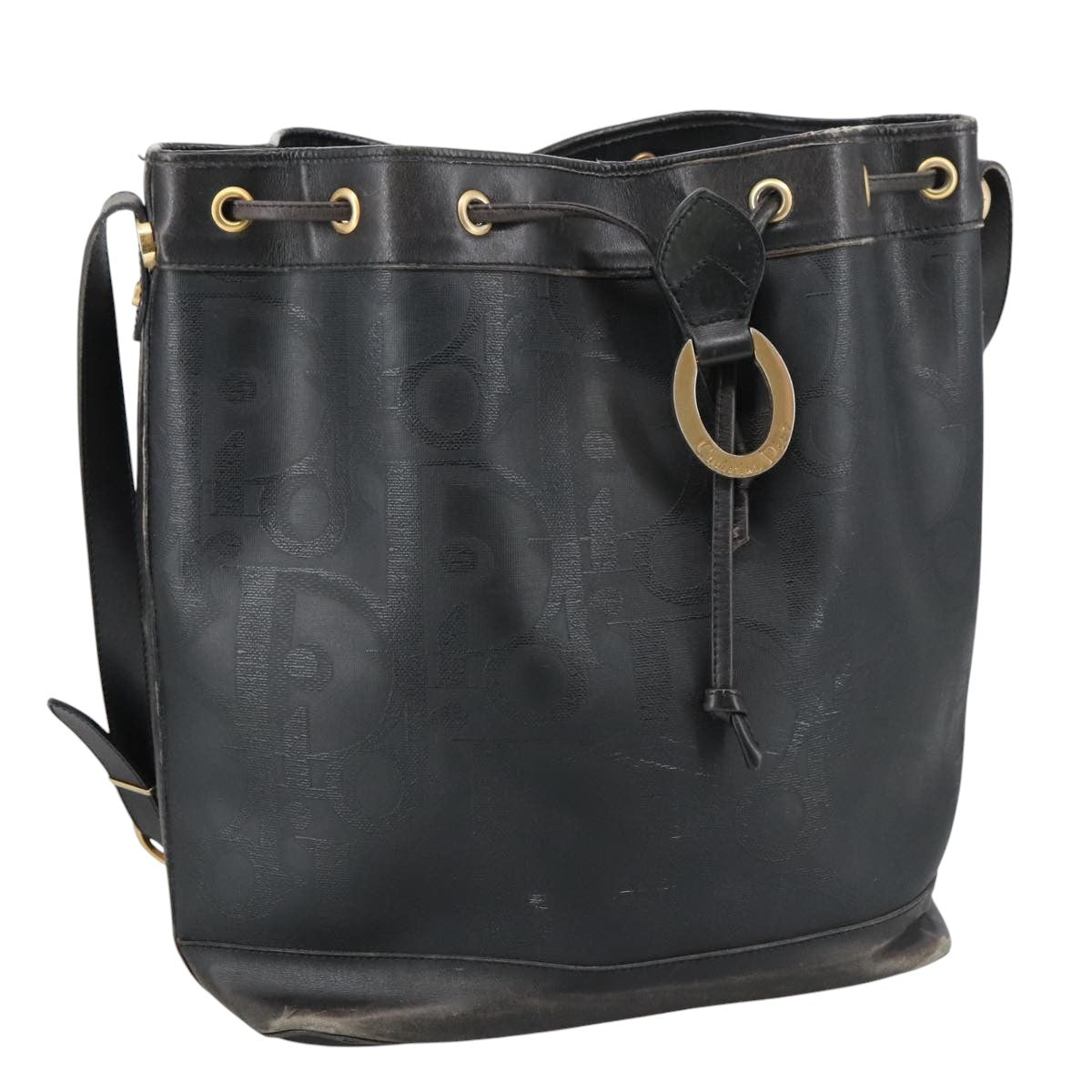 Christian Dior Trotter Canvas Shoulder Bag Black Auth yk16153