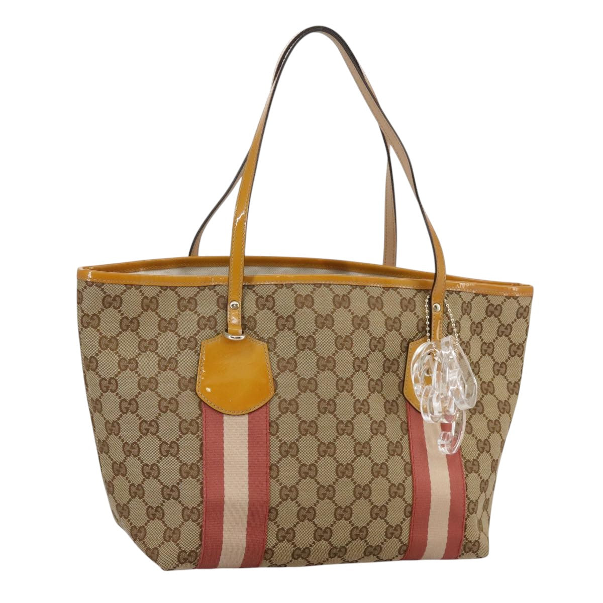 GUCCI GG Canvas Sherry Line Tote Bag Beige Gold 211971 Auth yk16245