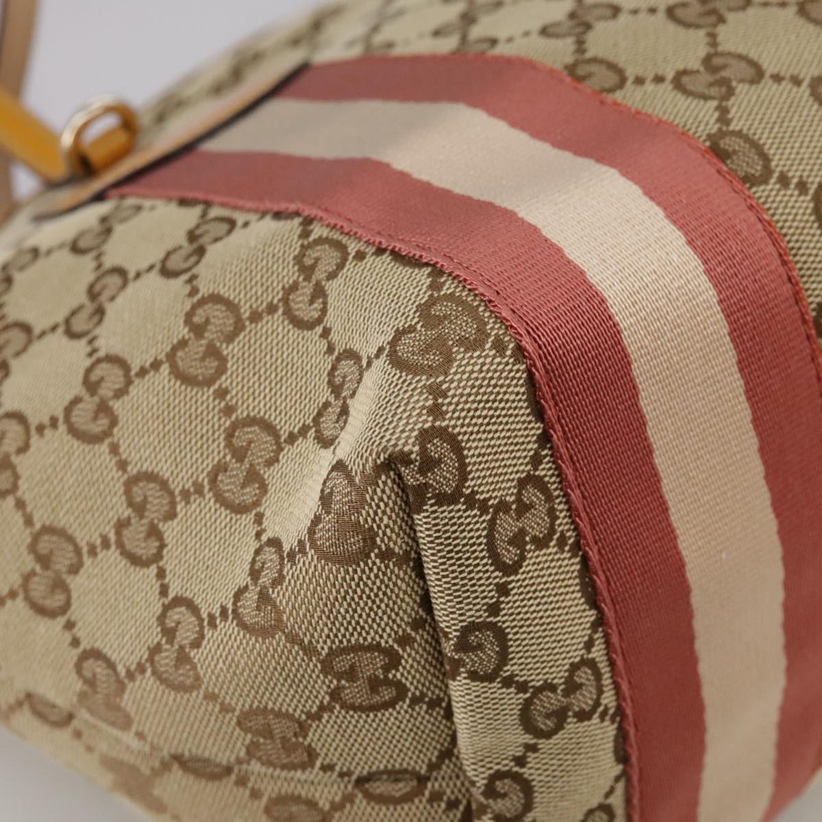 GUCCI GG Canvas Sherry Line Tote Bag Beige Gold 211971 Auth yk16245