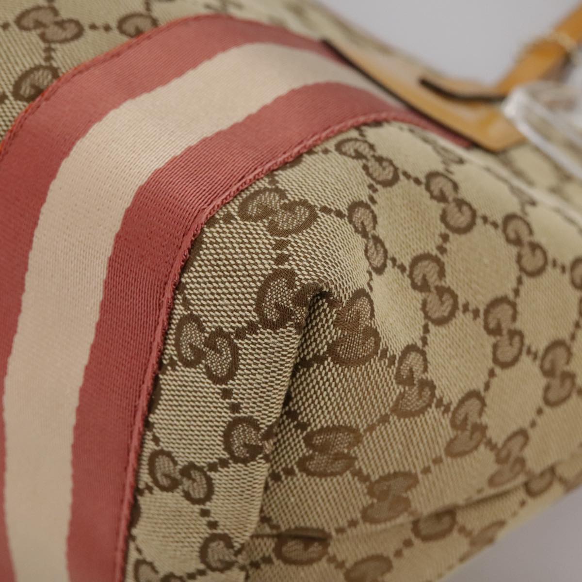 GUCCI GG Canvas Sherry Line Tote Bag Beige Gold 211971 Auth yk16245