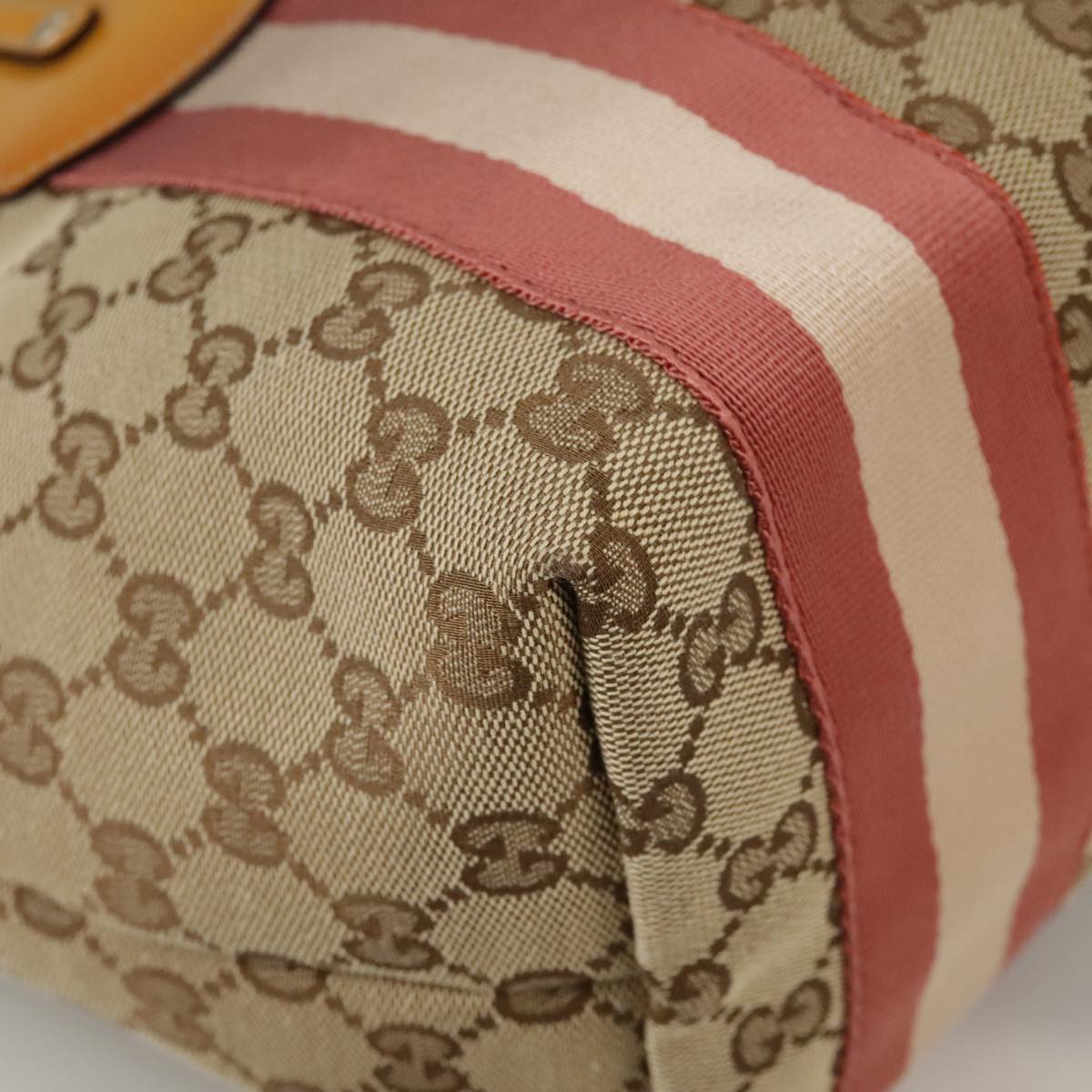 GUCCI GG Canvas Sherry Line Tote Bag Beige Gold 211971 Auth yk16245