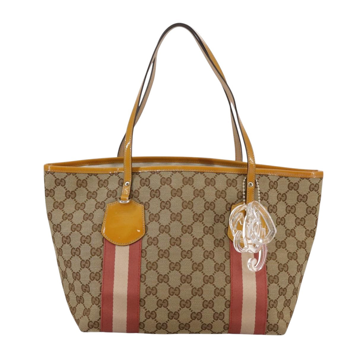 GUCCI GG Canvas Sherry Line Tote Bag Beige Gold 211971 Auth yk16245