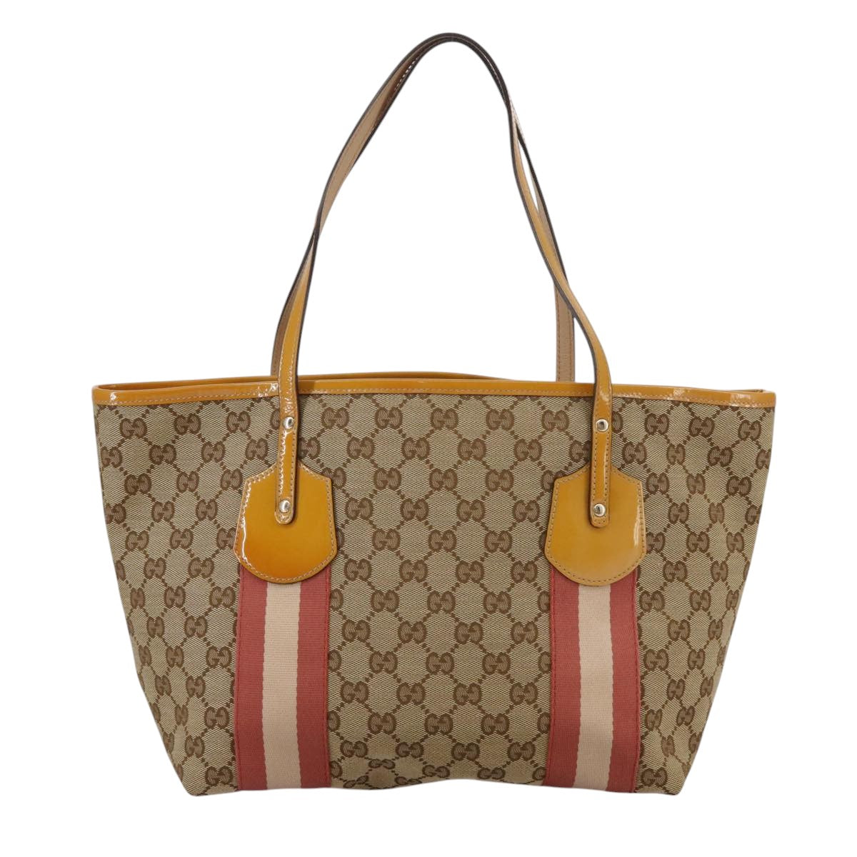 GUCCI GG Canvas Sherry Line Tote Bag Beige Gold 211971 Auth yk16245