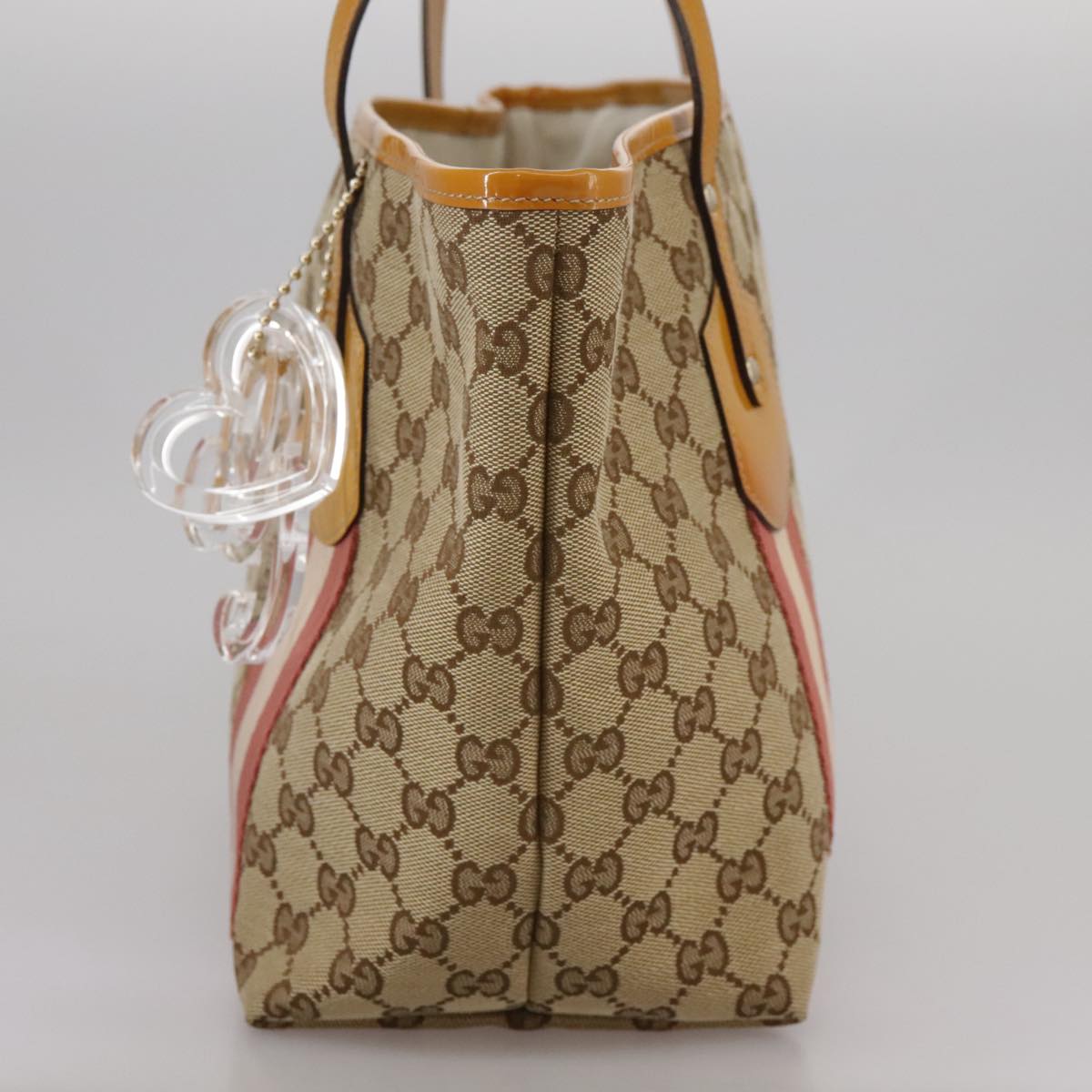GUCCI GG Canvas Sherry Line Tote Bag Beige Gold 211971 Auth yk16245