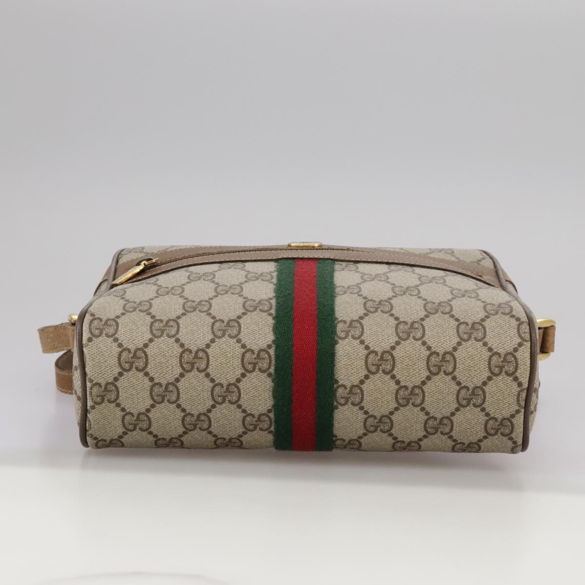 GUCCI Web Sherry Line GG Supreme Shoulder Bag PVC Beige 98 02 004 Auth yk16312