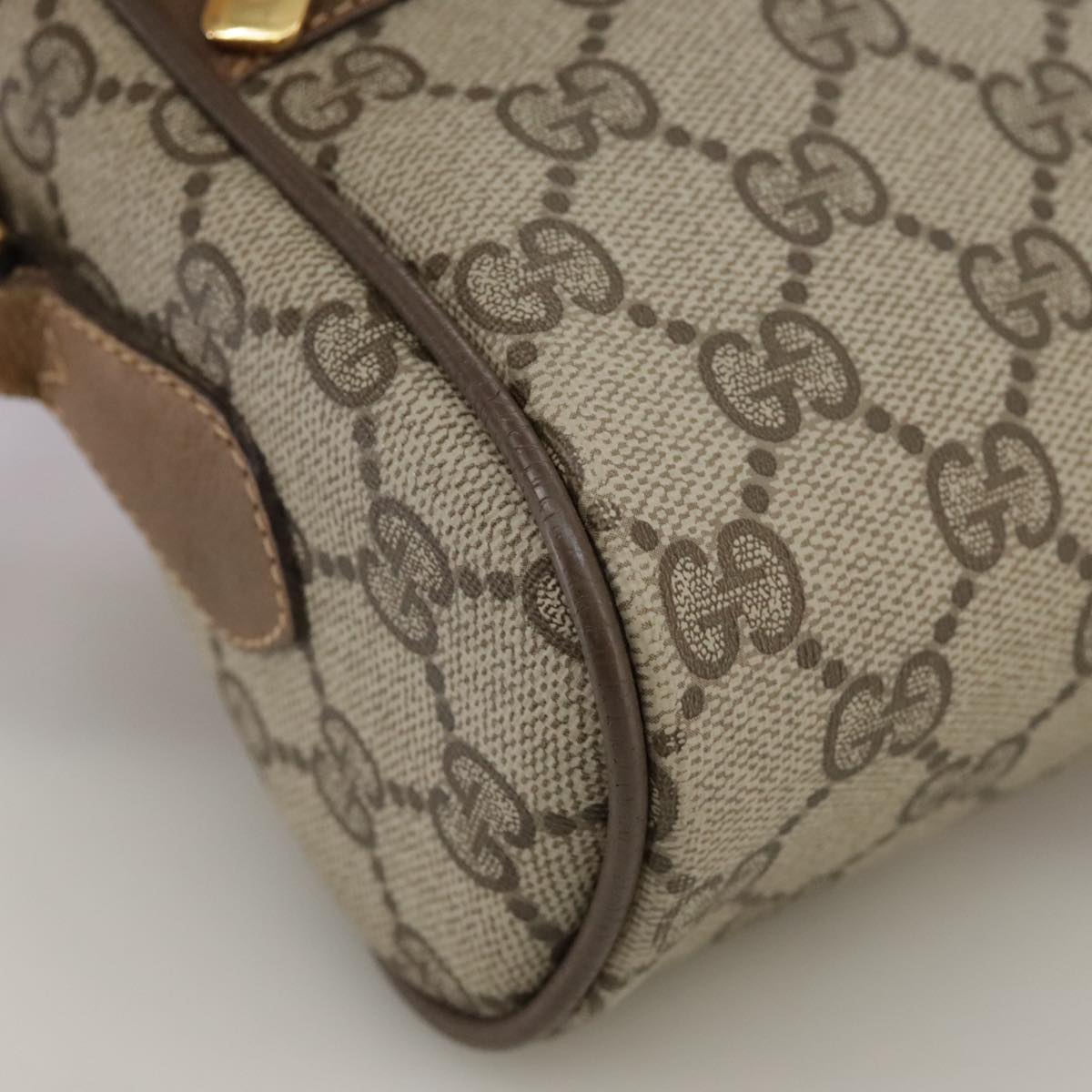 GUCCI Web Sherry Line GG Supreme Shoulder Bag PVC Beige 98 02 004 Auth yk16312