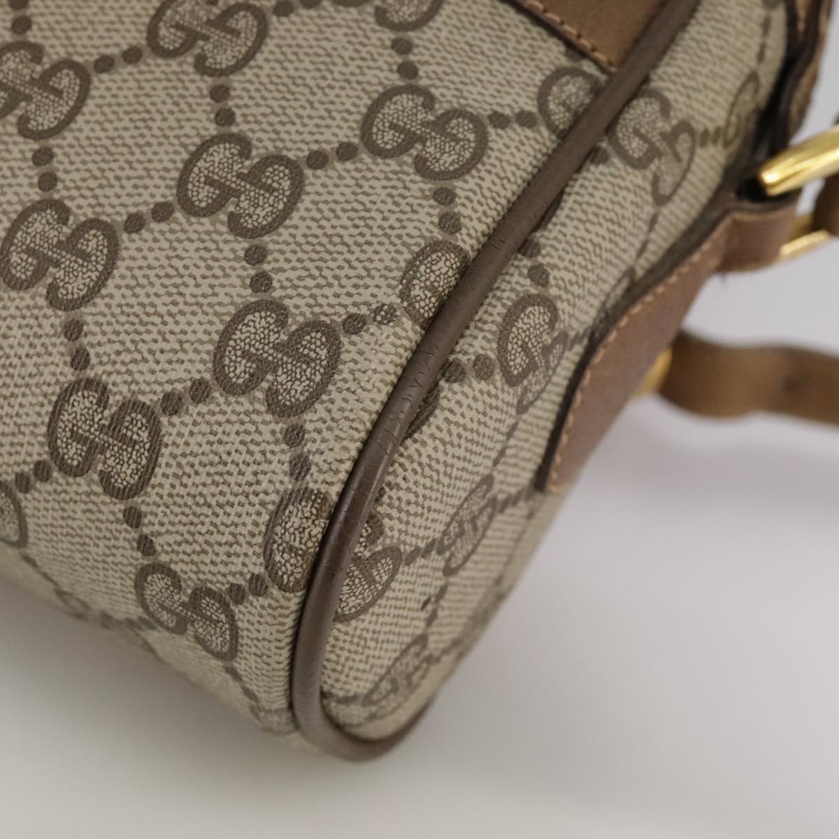 GUCCI Web Sherry Line GG Supreme Shoulder Bag PVC Beige 98 02 004 Auth yk16312