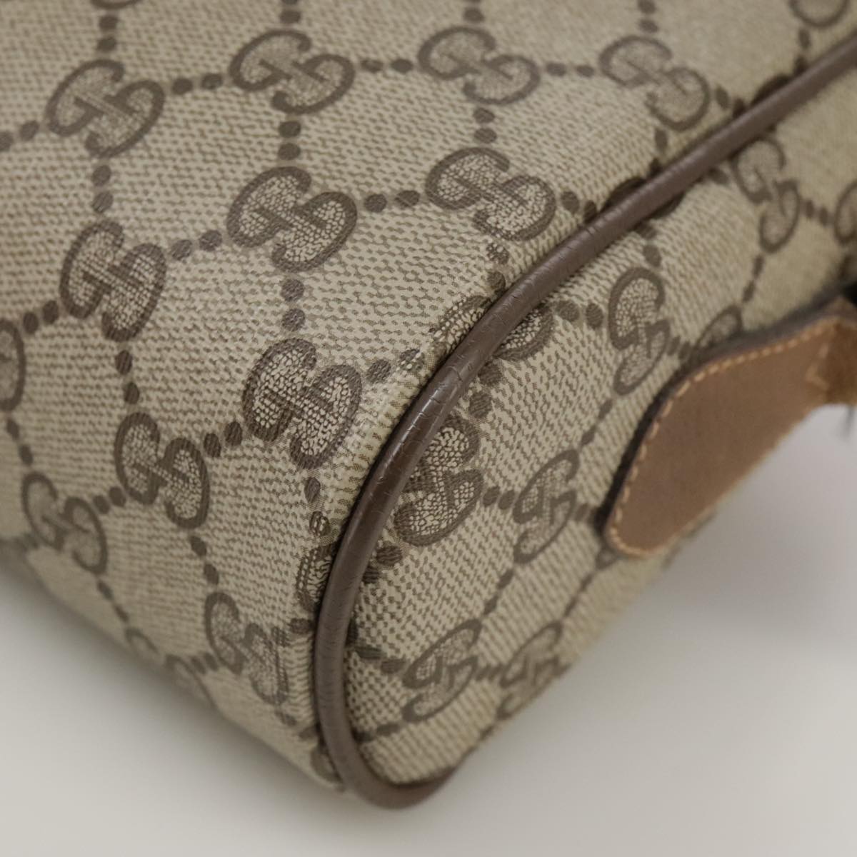 GUCCI Web Sherry Line GG Supreme Shoulder Bag PVC Beige 98 02 004 Auth yk16312