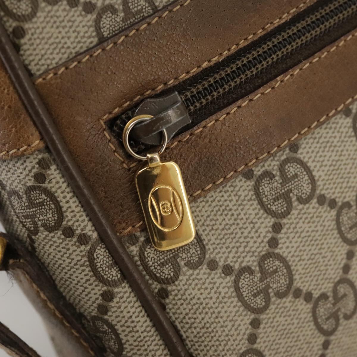 GUCCI Web Sherry Line GG Supreme Shoulder Bag PVC Beige 98 02 004 Auth yk16312