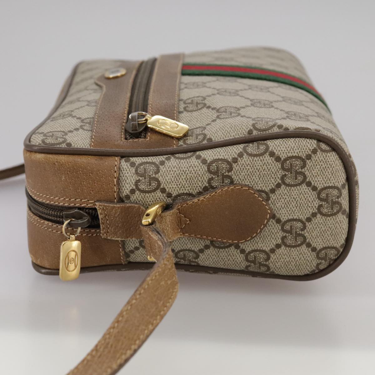 GUCCI Web Sherry Line GG Supreme Shoulder Bag PVC Beige 98 02 004 Auth yk16312