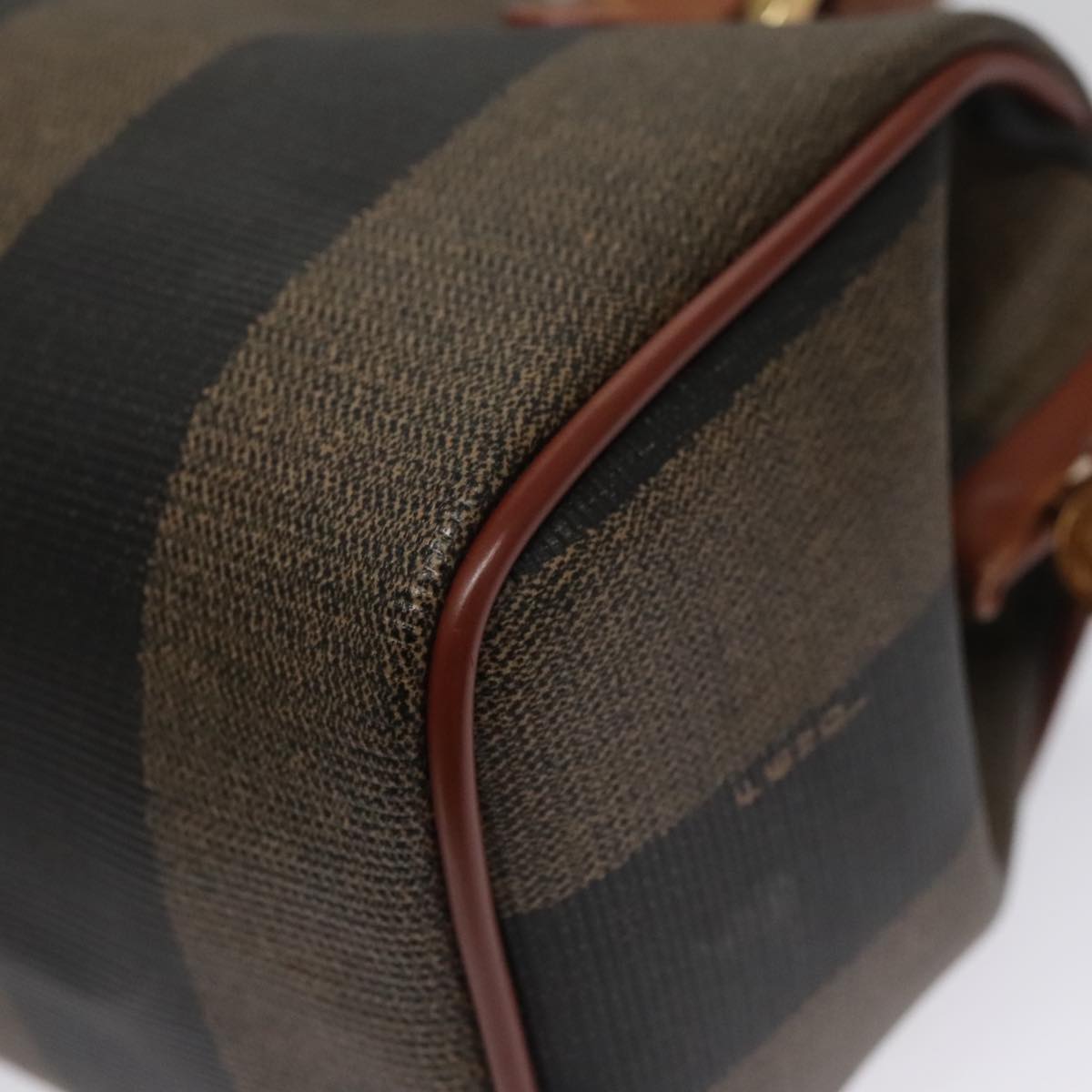 FENDI Pecan Canvas Mini Hand Bag Brown Black Auth yk16320