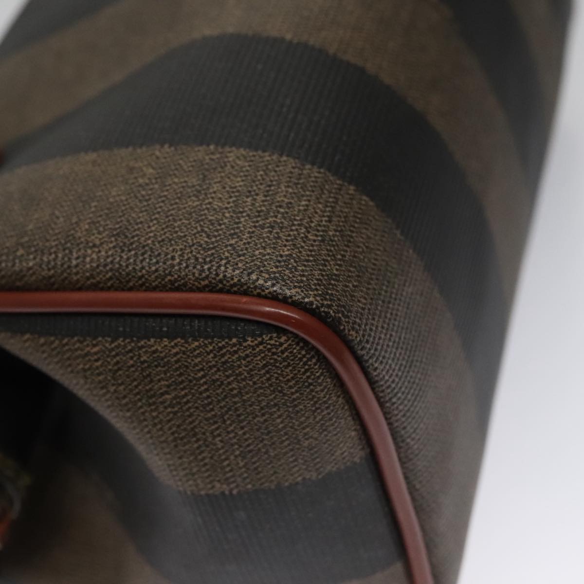 FENDI Pecan Canvas Mini Hand Bag Brown Black Auth yk16320