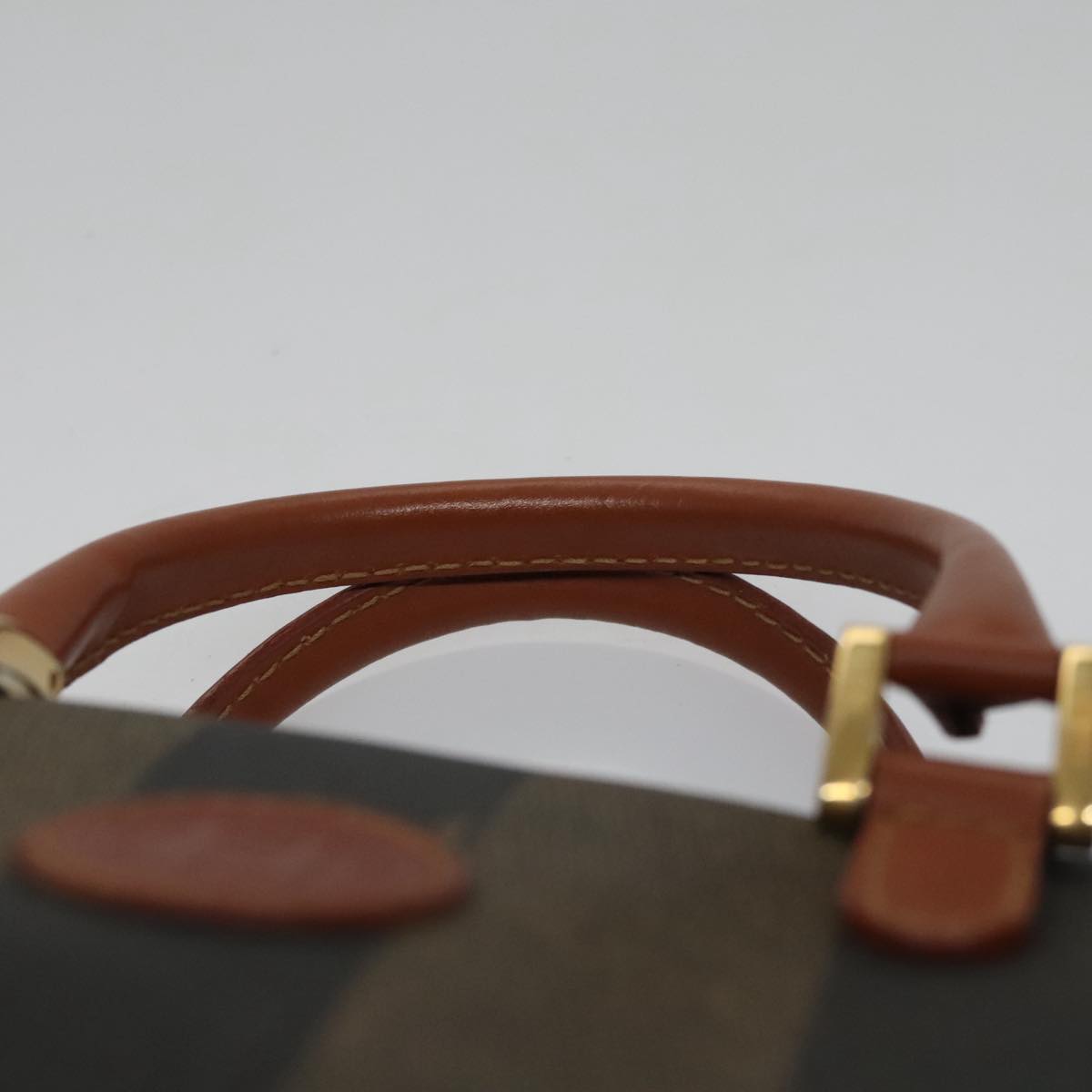 FENDI Pecan Canvas Mini Hand Bag Brown Black Auth yk16320
