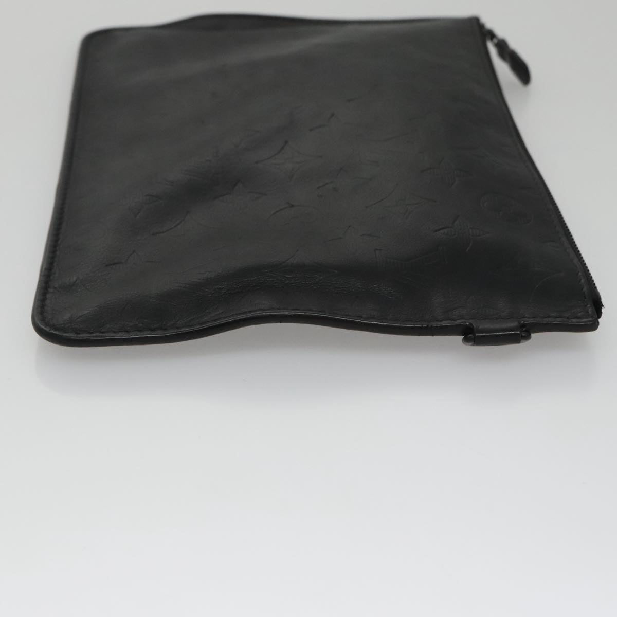 LOUIS VUITTON Monogram Shadow Pouch Leather Black LV Auth yk16360