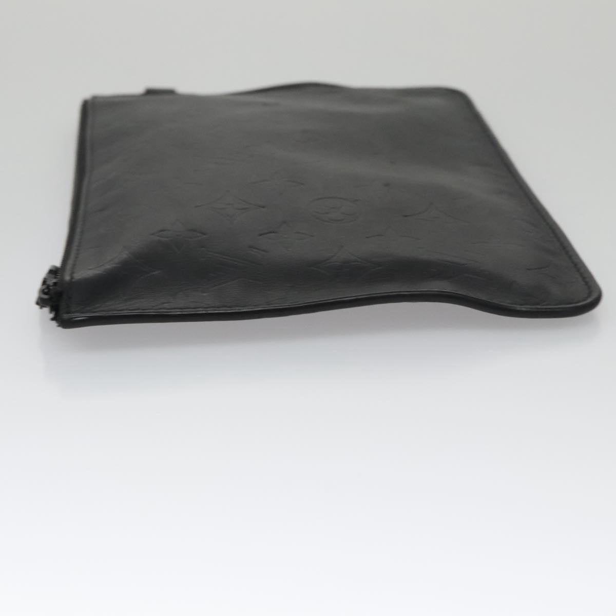 LOUIS VUITTON Monogram Shadow Pouch Leather Black LV Auth yk16360
