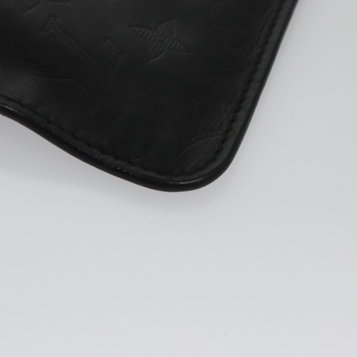 LOUIS VUITTON Monogram Shadow Pouch Leather Black LV Auth yk16360